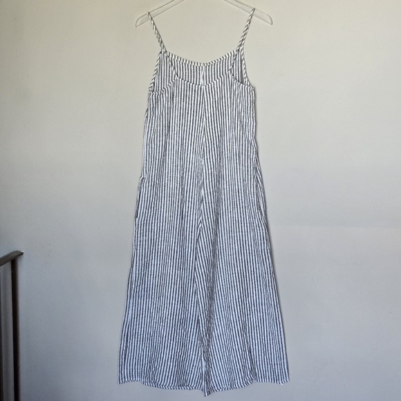 Vitamin A Linen Black Stripe Capri Jumpsuit - Picture 6 of 13